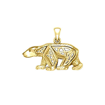 Celtic Spirit of The Arctic Polar Bear 14K Solid Gold Pendant GPD6017 - Jewelry
